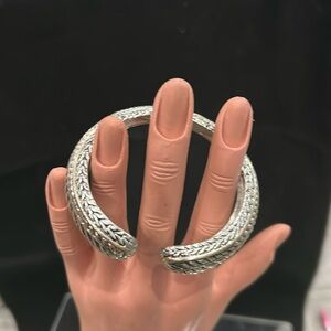 Natural‎ silver Rough Bangle Bracelet